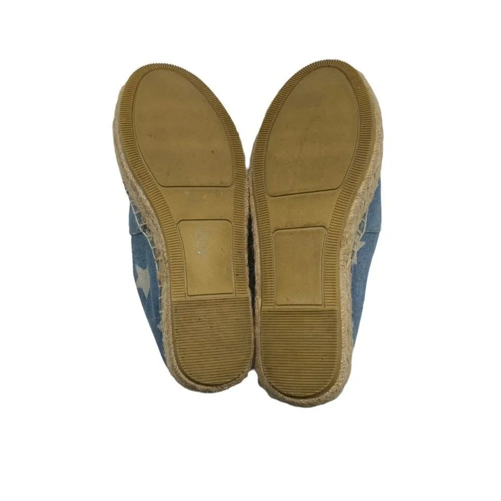 Steve Madden TALAN Blue Chambray Star Print Espadrilles Size 7.5 Flats